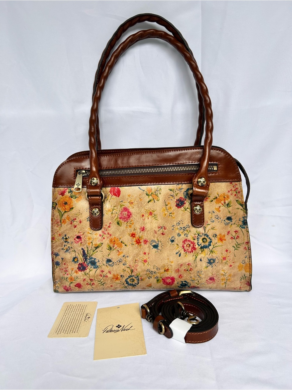 Patricia Nash Floral Leather Calvi Satchel in Prairie Rose Model P272170X